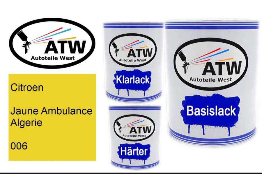 Citroen, Jaune Ambulance Algerie, 006: 1L Lackdose + 1L Klarlack + 500ml Härter - Set, von ATW Autoteile West.